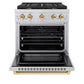 ZLINE Autograph Edition 30 in. 4.2 cu. ft. Paramount Dual Fuel Range with 4 Burner Gas Cooktop and Electric Convection Oven in Stainless Steel with Polished Gold Accents, Open Box-Good Condition