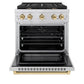 ZLINE Autograph Edition 30 in. 4.2 cu. ft. Paramount Dual Fuel Range with 4 Burner Gas Cooktop and Electric Convection Oven in Stainless Steel with Polished Gold Accents, Open Box-Great Condition