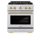 ZLINE Autograph Edition 30 in. 4.2 cu. ft. Paramount Dual Fuel Range with 4 Burner Gas Cooktop and Electric Convection Oven in Stainless Steel with Polished Gold Accents, Open Box-Great Condition