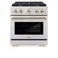 ZLINE Autograph Edition 30 in. 4.2 cu. ft. Paramount Dual Fuel Range with 4 Burner Gas Cooktop and Electric Convection Oven in Stainless Steel with Polished Gold Accents, Open Box-Great Condition