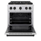 ZLINE Autograph Edition 30 in. 4.2 cu. ft. Paramount Dual Fuel Range with 4 Burner Gas Cooktop and Electric Convection Oven in Stainless Steel with Matte Black Accents, Open Box-Great Condition