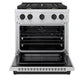 ZLINE Autograph Edition 30 in. 4.2 cu. ft. Paramount Dual Fuel Range with 4 Burner Gas Cooktop and Electric Convection Oven in Stainless Steel with Matte Black Accents, Open Box-Great Condition
