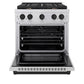 ZLINE Autograph Edition 30 in. 4.2 cu. ft. Paramount Dual Fuel Range with 4 Burner Gas Cooktop and Electric Convection Oven in Stainless Steel with Matte Black Accents, Open Box-Good Condition