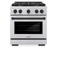 ZLINE Autograph Edition 30 in. 4.2 cu. ft. Paramount Dual Fuel Range with 4 Burner Gas Cooktop and Electric Convection Oven in Stainless Steel with Matte Black Accents, Open Box-Good Condition