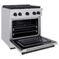 ZLINE Autograph Edition 30 in. 4.2 cu. ft. Paramount Dual Fuel Range with 4 Burner Gas Cooktop and Electric Convection Oven in Stainless Steel with Matte Black Accents (SDRZ-30-MB) side, open.