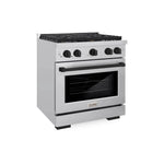 ZLINE Autograph Edition 30 in. 4.2 cu. ft. Paramount Dual Fuel Range with 4 Burner Gas Cooktop and Electric Convection Oven in Stainless Steel with Matte Black Accents, Open Box-Great Condition main image.