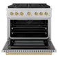 ZLINE Autograph Edition 36 in. 5.2 cu. ft. Paramount Dual Fuel Range with 6 Burner Gas Cooktop and Electric Convection Oven in Stainless Steel with Champagne Bronze Accents, Open Box-Great Condition
