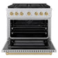 ZLINE Autograph Edition 36 in. 5.2 cu. ft. Paramount Dual Fuel Range with 6 Burner Gas Cooktop and Electric Convection Oven in Stainless Steel with Champagne Bronze Accents, Open Box-Good Condition