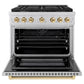 ZLINE Autograph Edition 36 in. 5.2 cu. ft. Paramount Dual Fuel Range with 6 Burner Gas Cooktop and Electric Convection Oven in Stainless Steel with Polished Gold Accents, Open Box-Good Condition