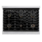 ZLINE Autograph Edition 36 in. 5.2 cu. ft. Paramount Dual Fuel Range with 6 Burner Gas Cooktop and Electric Convection Oven in Stainless Steel with Polished Gold Accents, Open Box-Great Condition