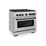 ZLINE Autograph Edition 36 in. 5.2 cu. ft. Paramount Dual Fuel Range with 6 Burner Gas Cooktop and Electric Convection Oven in Stainless Steel with Matte Black Accents, Open Box-Great Condition main image.
