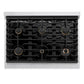 ZLINE Autograph Edition 36 in. 5.2 cu. ft. Paramount Dual Fuel Range with 6 Burner Gas Cooktop and Electric Convection Oven in Stainless Steel with Matte Black Accents, Open Box-Great Condition