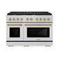 ZLINE Autograph Edition 48 in. 6.7 cu. ft. Paramount Double Oven Dual Fuel Range with 8 Burner Gas Cooktop in Stainless Steel and Champagne Bronze Accents, Open Box-Great Condition