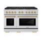 ZLINE Autograph Edition 48 in. 6.7 cu. ft. Paramount Double Oven Dual Fuel Range with 8 Burner Gas Cooktop in Stainless Steel and Champagne Bronze Accents, Open Box-Great Condition