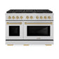 ZLINE Autograph Edition 48 in. 6.7 cu. ft. Paramount Double Oven Dual Fuel Range with 8 Burner Gas Cooktop in Stainless Steel and Champagne Bronze Accents, Open Box-Good Condition