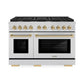 ZLINE Autograph Edition 48 in. 6.7 cu. ft. Paramount Double Oven Dual Fuel Range with 8 Burner Gas Cooktop in Stainless Steel and Polished Gold Accents, Open Box-Great Condition