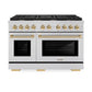 ZLINE Autograph Edition 48 in. 6.7 cu. ft. Paramount Double Oven Dual Fuel Range with 8 Burner Gas Cooktop in Stainless Steel and Polished Gold Accents, Open Box-Good Condition