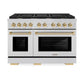 ZLINE Autograph Edition 48 in. 6.7 cu. ft. Paramount Double Oven Dual Fuel Range with 8 Burner Gas Cooktop in Stainless Steel and Polished Gold Accents, Open Box-Great Condition