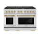 ZLINE Autograph Edition 48 in. 6.7 cu. ft. Paramount Double Oven Dual Fuel Range with 8 Burner Gas Cooktop in Stainless Steel and Polished Gold Accents, Open Box-Great Condition