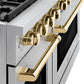 ZLINE Autograph Edition 48 in. 6.7 cu. ft. Paramount Double Oven Dual Fuel Range with 8 Burner Gas Cooktop in Stainless Steel and Polished Gold Accents, Open Box-Great Condition