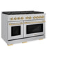 ZLINE Autograph Edition 48 in. 6.7 cu. ft. Paramount Double Oven Dual Fuel Range with 8 Burner Gas Cooktop in Stainless Steel and Polished Gold Accents, Open Box-Great Condition