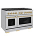 ZLINE Autograph Edition 48 in. 6.7 cu. ft. Paramount Double Oven Dual Fuel Range with 8 Burner Gas Cooktop in Stainless Steel and Polished Gold Accents, Open Box-Great Condition