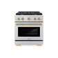 ZLINE Autograph Edition 30 in. 4.2 cu. ft. Paramount Gas Range with 4 Burner Cooktop and Convection Gas Oven in Stainless Steel and Champagne Bronze Accents, Open Box-Great Condition