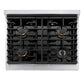 ZLINE Autograph Edition 30 in. 4.2 cu. ft. Paramount Gas Range with 4 Burner Cooktop and Convection Gas Oven in Stainless Steel and Champagne Bronze Accents, Open Box-Great Condition