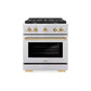 ZLINE Autograph Edition 30 in. 4.2 cu. ft. Paramount Gas Range with 4 Burner Cooktop and Convection Gas Oven in Stainless Steel and Polished Gold Accents, Open Box-Great Condition