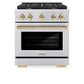 ZLINE Autograph Edition 30 in. 4.2 cu. ft. Paramount Gas Range with 4 Burner Cooktop and Convection Gas Oven in Stainless Steel and Polished Gold Accents, Open Box-Good Condition