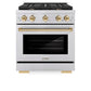 ZLINE Autograph Edition 30 in. 4.2 cu. ft. Paramount Gas Range with 4 Burner Cooktop and Convection Gas Oven in Stainless Steel and Polished Gold Accents, Open Box-Great Condition