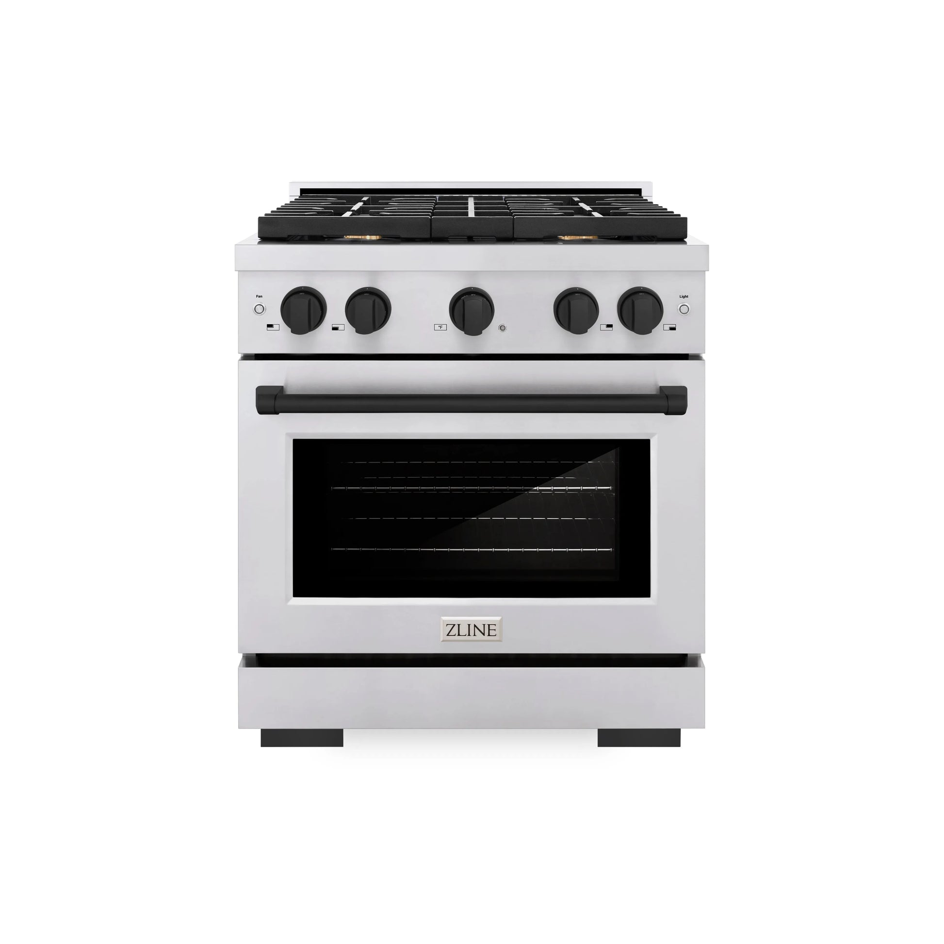 ZLINE Autograph Edition 30 in. 4.2 cu. ft. Paramount Gas Range with 4 Burner Cooktop and Convection Gas Oven in Stainless Steel and Matte Black Accents, Open Box-Great Condition