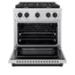 ZLINE Autograph Edition 30 in. 4.2 cu. ft. Paramount Gas Range with 4 Burner Cooktop and Convection Gas Oven in Stainless Steel and Matte Black Accents, Open Box-Great Condition