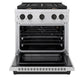 ZLINE Autograph Edition 30 in. 4.2 cu. ft. Paramount Gas Range with 4 Burner Cooktop and Convection Gas Oven in Stainless Steel and Matte Black Accents, Open Box-Great Condition