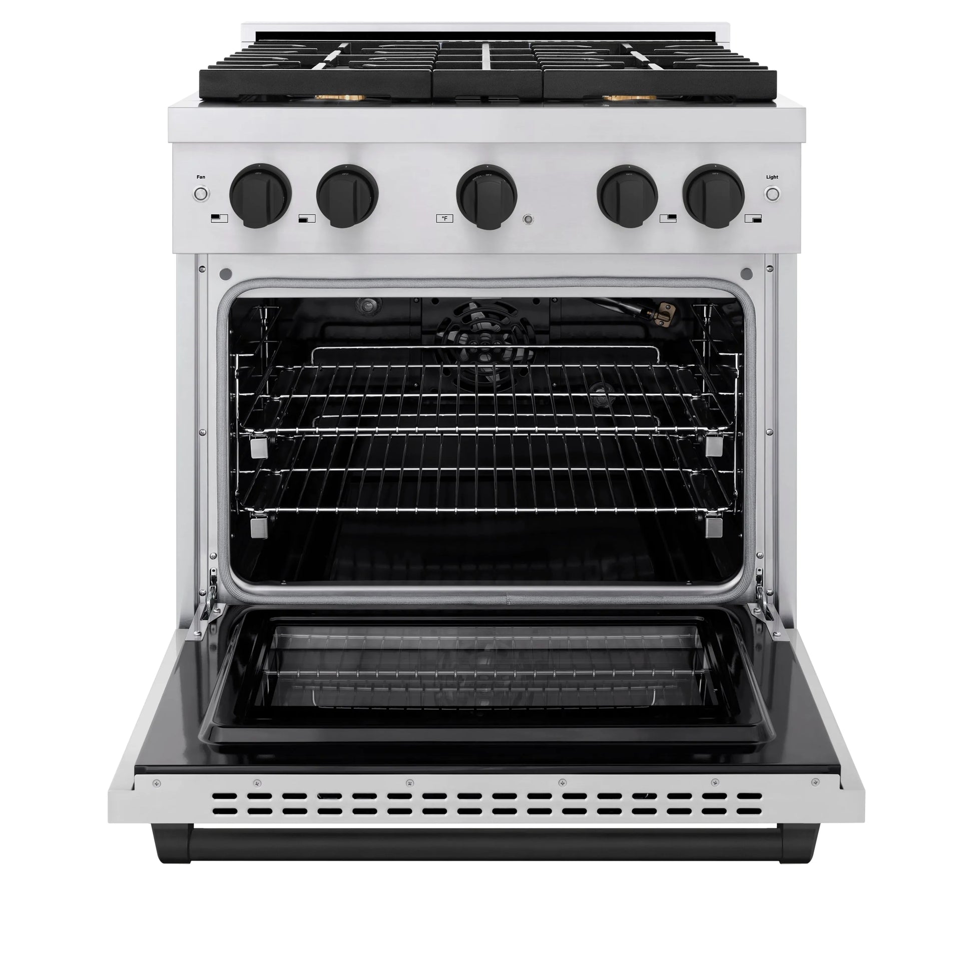 ZLINE Autograph Edition 30 in. 4.2 cu. ft. Paramount Gas Range with 4 Burner Cooktop and Convection Gas Oven in Stainless Steel and Matte Black Accents, Open Box-Great Condition