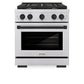ZLINE Autograph Edition 30 in. 4.2 cu. ft. Paramount Gas Range with 4 Burner Cooktop and Convection Gas Oven in Stainless Steel and Matte Black Accents, Open Box-Great Condition