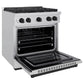 ZLINE Autograph Edition 30 in. 4.2 cu. ft. Paramount Gas Range with 4 Burner Cooktop and Convection Gas Oven in Stainless Steel and Matte Black Accents, Open Box-Great Condition