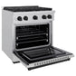 ZLINE Autograph Edition 30 in. 4.2 cu. ft. Paramount Gas Range with 4 Burner Cooktop and Convection Gas Oven in Stainless Steel and Matte Black Accents, Open Box-Good Condition