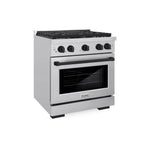 ZLINE Autograph Edition 30 in. 4.2 cu. ft. Paramount Gas Range with 4 Burner Cooktop and Convection Gas Oven in Stainless Steel and Matte Black Accents, Open Box-Great Condition main image.