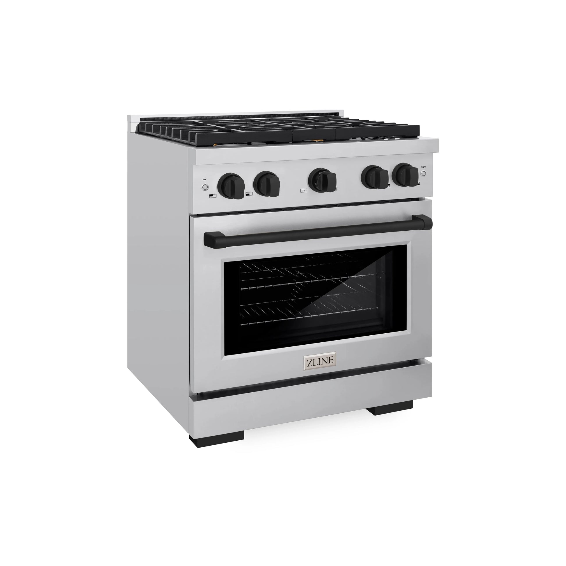 ZLINE Autograph Edition 30 in. 4.2 cu. ft. Paramount Gas Range with 4 Burner Cooktop and Convection Gas Oven in Stainless Steel and Matte Black Accents, Open Box-Great Condition main image.