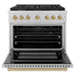 ZLINE Autograph Edition 36 in. 5.2 cu. ft. Paramount Gas Range with 6 Burner Cooktop and Convection Gas Oven in Stainless Steel and Champagne Bronze Accents, Open Box-Great Condition