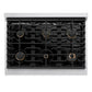 ZLINE Autograph Edition 36 in. 5.2 cu. ft. Paramount Gas Range with 6 Burner Cooktop and Convection Gas Oven in Stainless Steel and Champagne Bronze Accents, Open Box-Great Condition