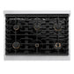 ZLINE Autograph Edition 36 in. 5.2 cu. ft. Paramount Gas Range with 6 Burner Cooktop and Convection Gas Oven in Stainless Steel and Champagne Bronze Accents, Open Box-Good Condition