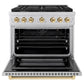ZLINE Autograph Edition 36 in. 5.2 cu. ft. Paramount Gas Range with 6 Burner Cooktop and Convection Gas Oven in Stainless Steel and Polished Gold Accents, Open Box-Good Condition