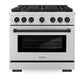 ZLINE Autograph Edition 36 in. 5.2 cu. ft. Paramount Gas Range with 6 Burner Cooktop and Convection Gas Oven in Stainless Steel and Matte Black Accents, Open Box-Great Condition