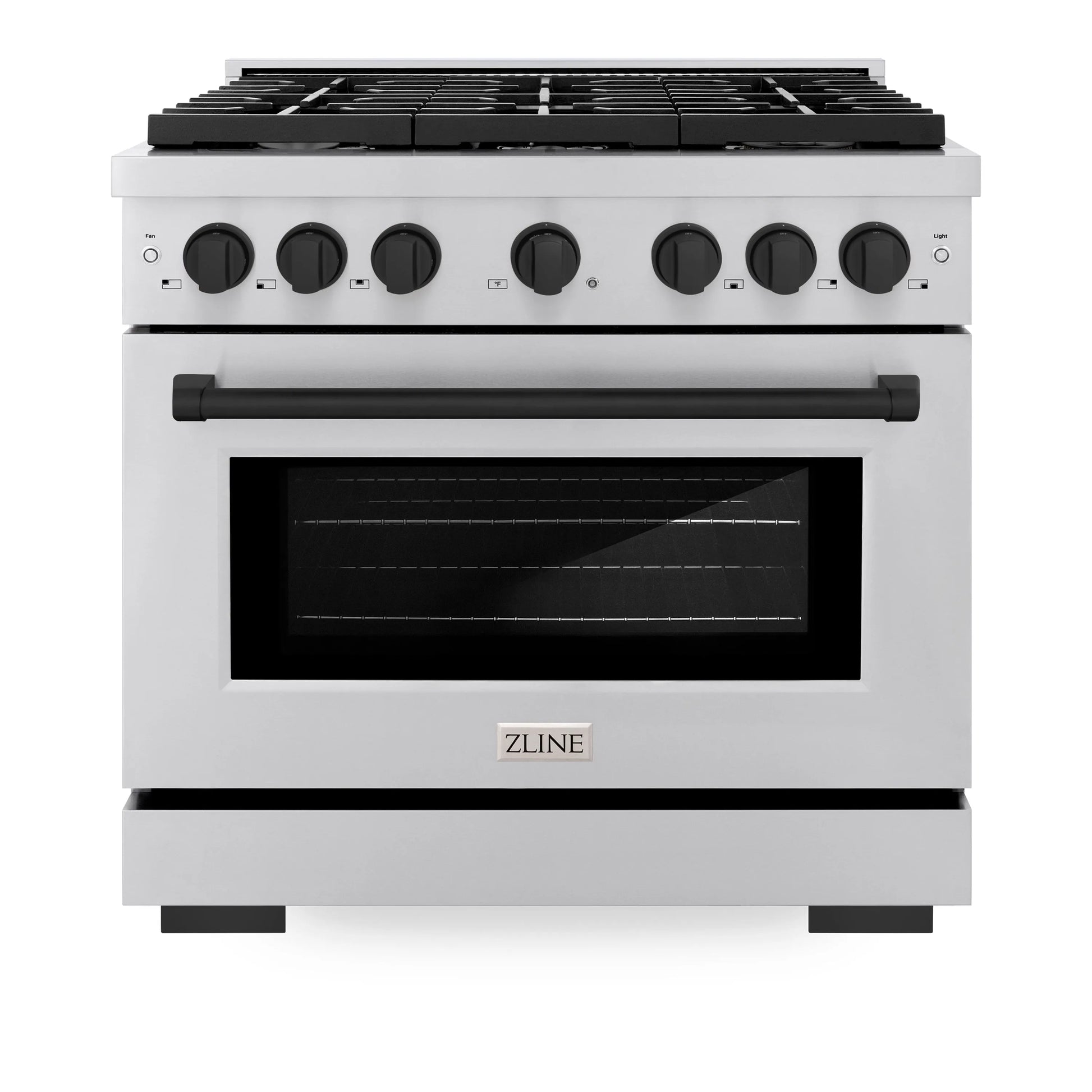 ZLINE Autograph Edition 36 in. 5.2 cu. ft. Paramount Gas Range with 6 Burner Cooktop and Convection Gas Oven in Stainless Steel and Matte Black Accents, Open Box-Great Condition