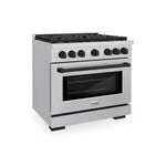 ZLINE Autograph Edition 36 in. 5.2 cu. ft. Paramount Gas Range with 6 Burner Cooktop and Convection Gas Oven in Stainless Steel and Matte Black Accents, Open Box-Great Condition main image.