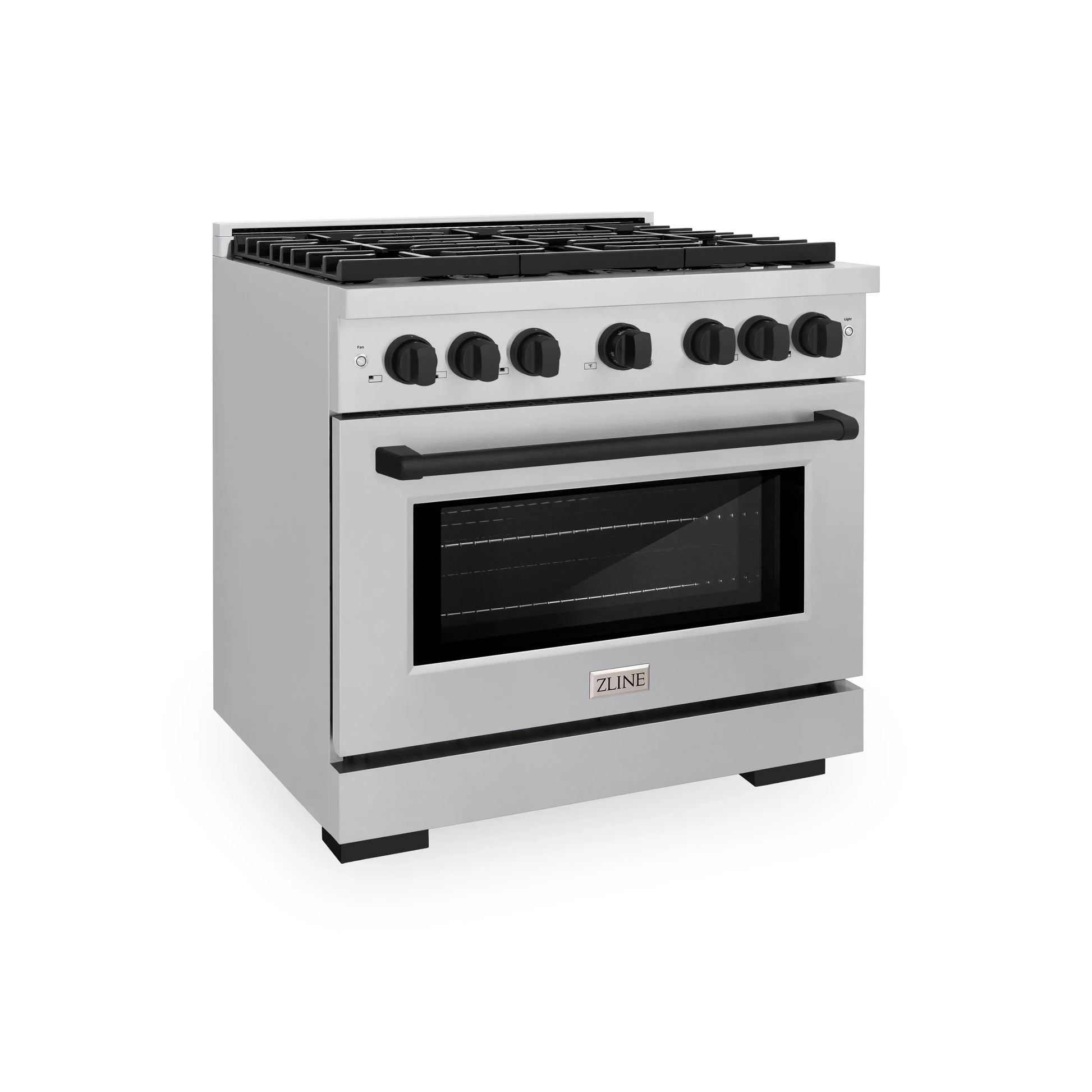 ZLINE Autograph Edition 36 in. 5.2 cu. ft. Paramount Gas Range with 6 Burner Cooktop and Convection Gas Oven in Stainless Steel and Matte Black Accents, Open Box-Great Condition main image.
