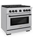ZLINE Autograph Edition 36 in. 5.2 cu. ft. Paramount Gas Range with 6 Burner Cooktop and Convection Gas Oven in Stainless Steel and Matte Black Accents, Open Box-Great Condition
