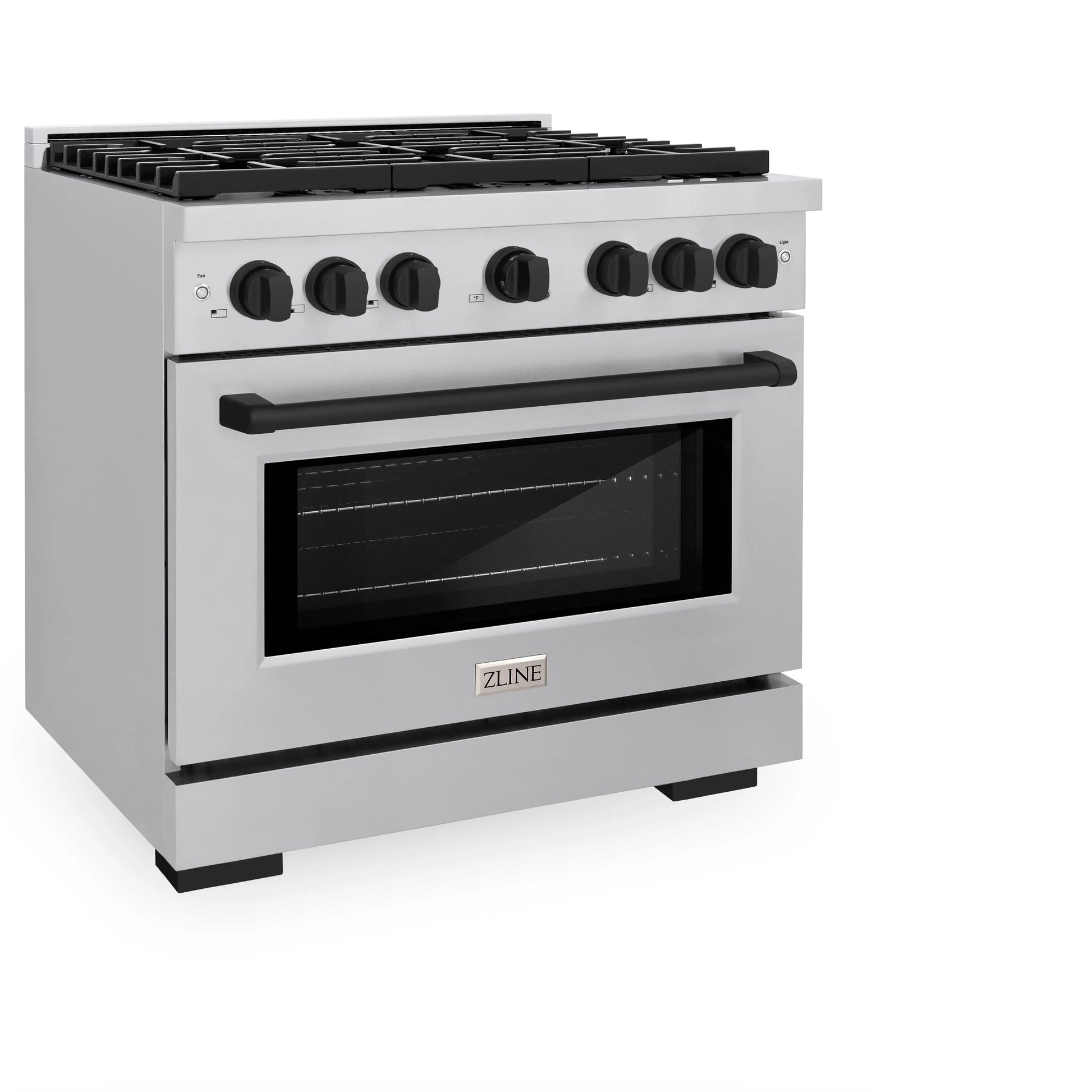 ZLINE Autograph Edition 36 in. 5.2 cu. ft. Paramount Gas Range with 6 Burner Cooktop and Convection Gas Oven in Stainless Steel and Matte Black Accents, Open Box-Great Condition